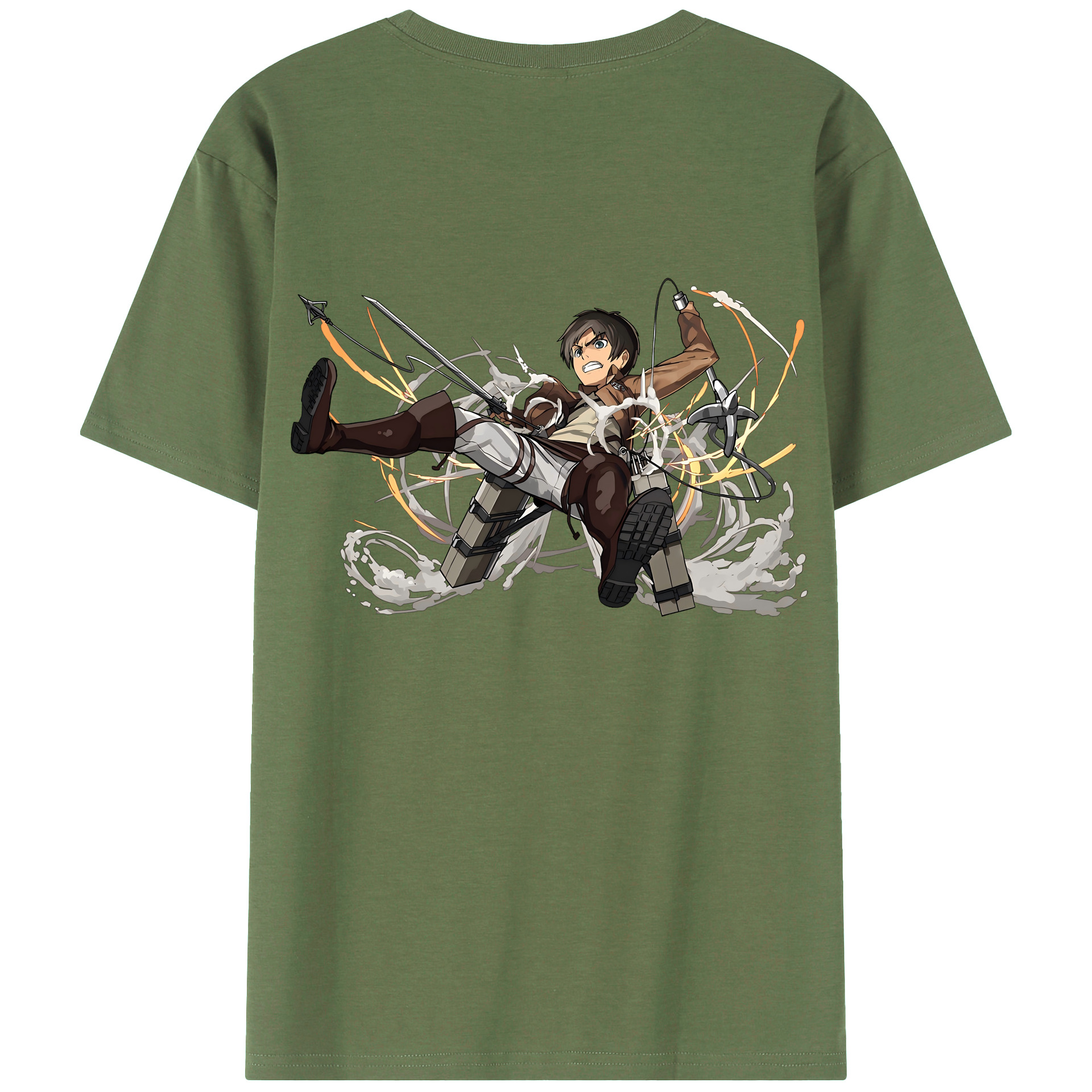 （画像用） 進撃の巨人 エレン･イェーガー Attack on Titan Eren Jäger 綿100％ メンズ半袖Tシャツ（バックプリント） 通気性
